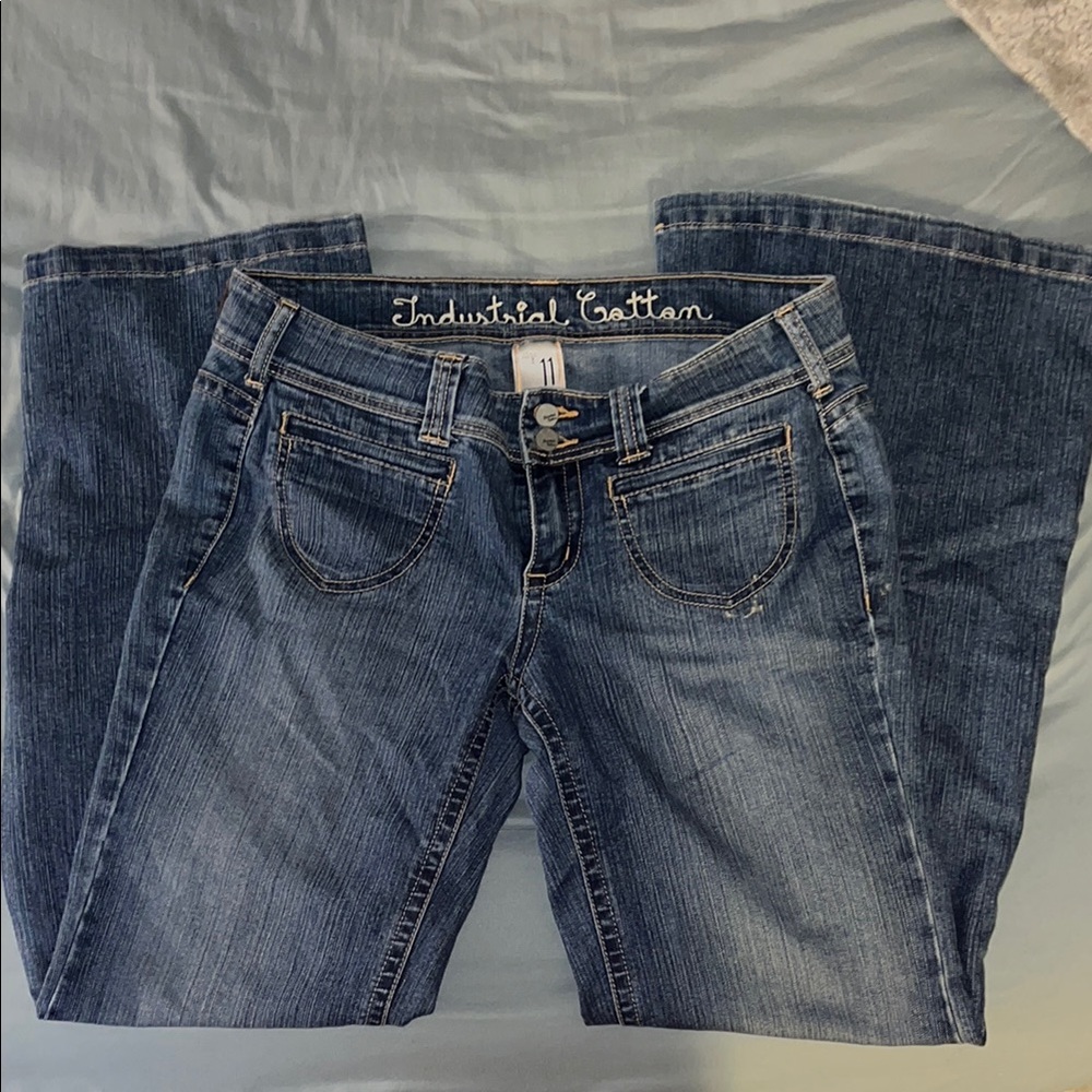 Industrial Cotton Blue Flare Wide Leg Jeans
